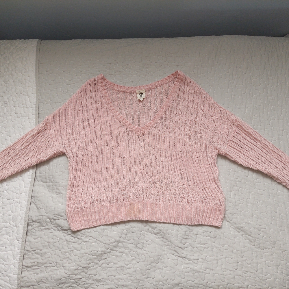 Billabong Light Pink V-Neck Knit Sweater
